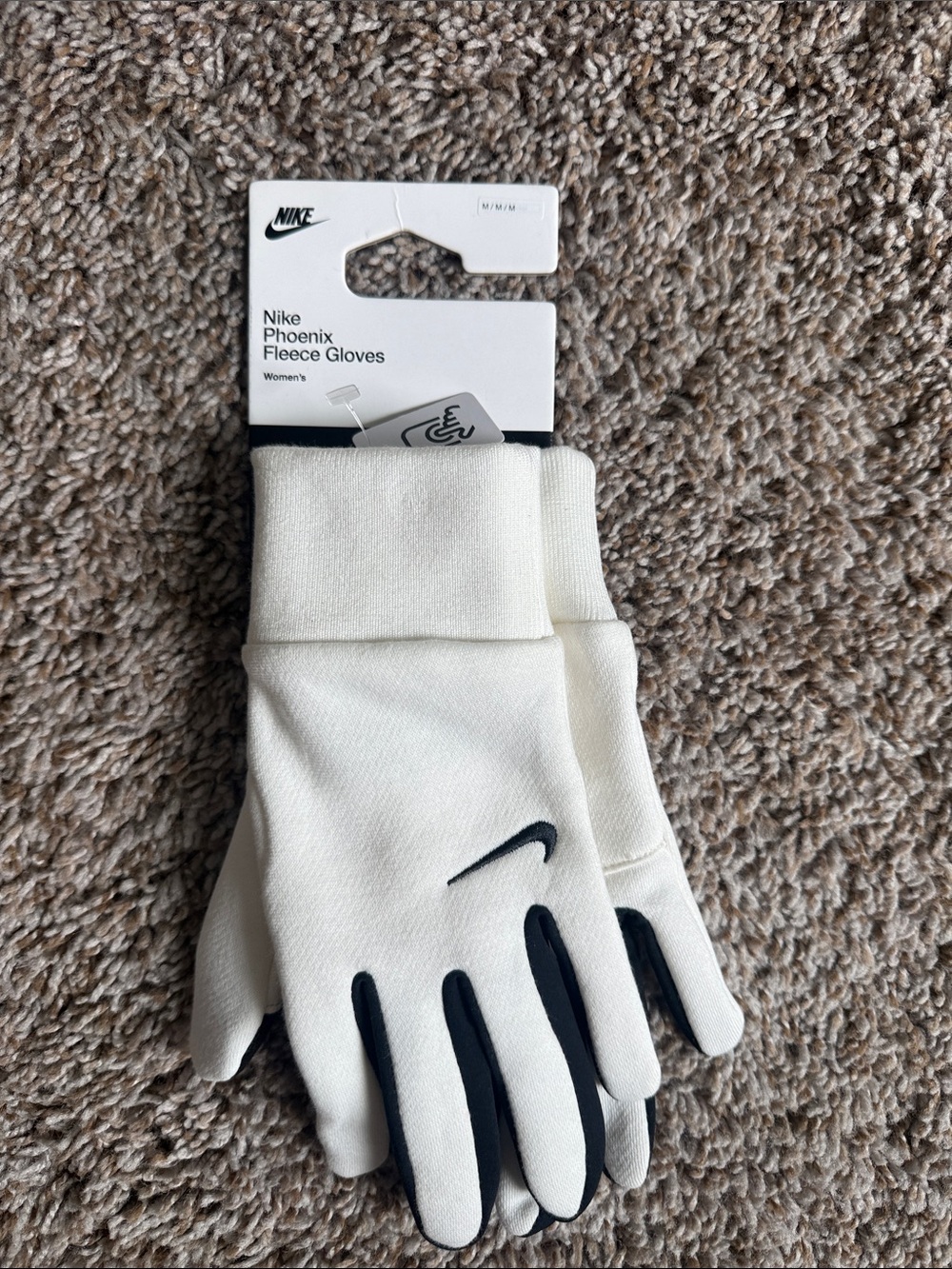 Nike Cream Fleece Gloves with Black Accents